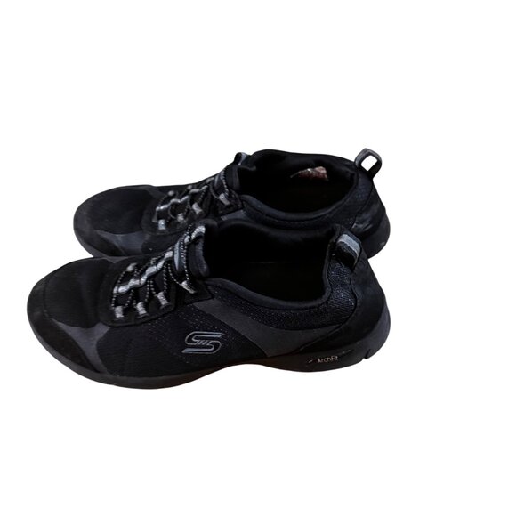 Skechers ArchFit Size 7.5 Comfortable Casual Slip On Elastic Lace Black - Picture 5 of 12
